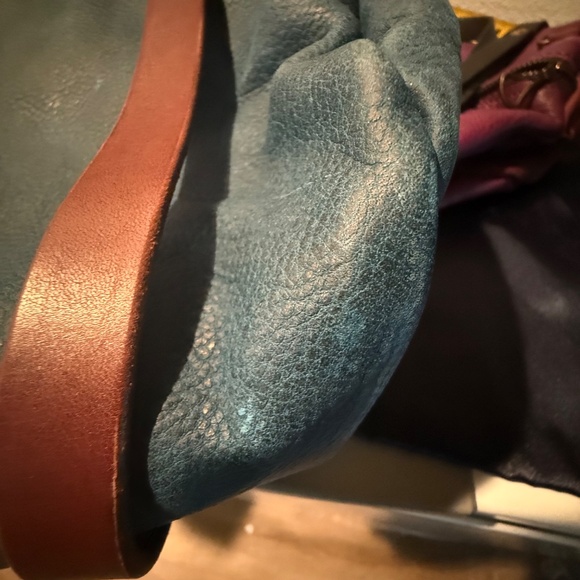 Grommets Leather Craft Mini Duffle Lot Of 2 Grape & Cobalt Leather - Picture 6 of 16